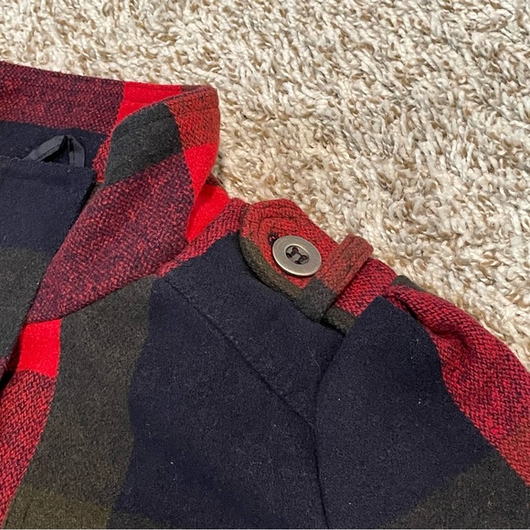 2B BEBE RED CHECKER PLAID Thick Zip Up Button Down Jacket Size Small - Picture 5 of 11